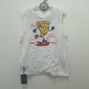 Tiny Tribe White Sleeveless Pizza Graphic Top